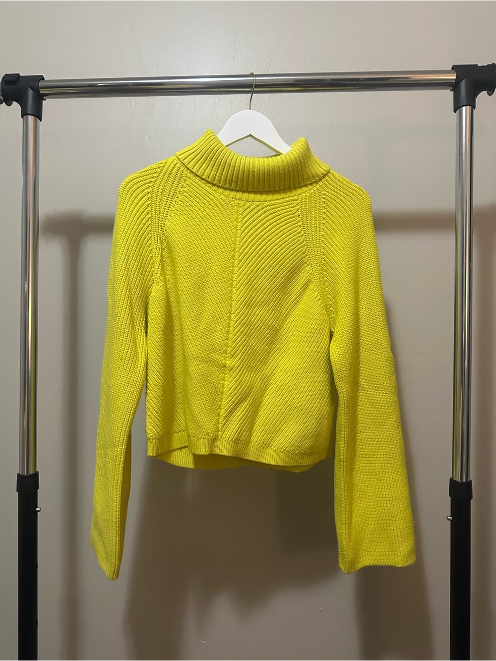 Anthropologie Bright Yellow Ribbed Turtleneck Sweater